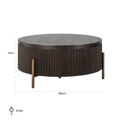 Richmond Interiors Couchtisch Luxor brown 95Ø Couchtisch Richmond Interiors