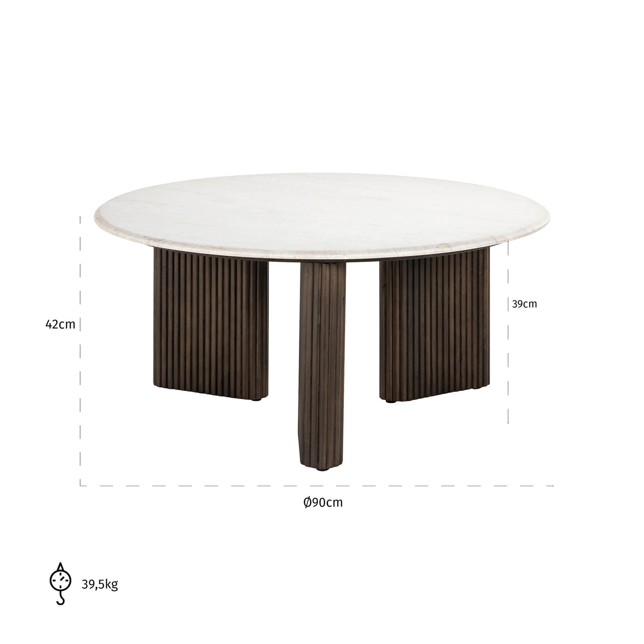 Richmond Interiors Couchtisch Mayfield brown 90Ø Couchtisch Richmond Interiors