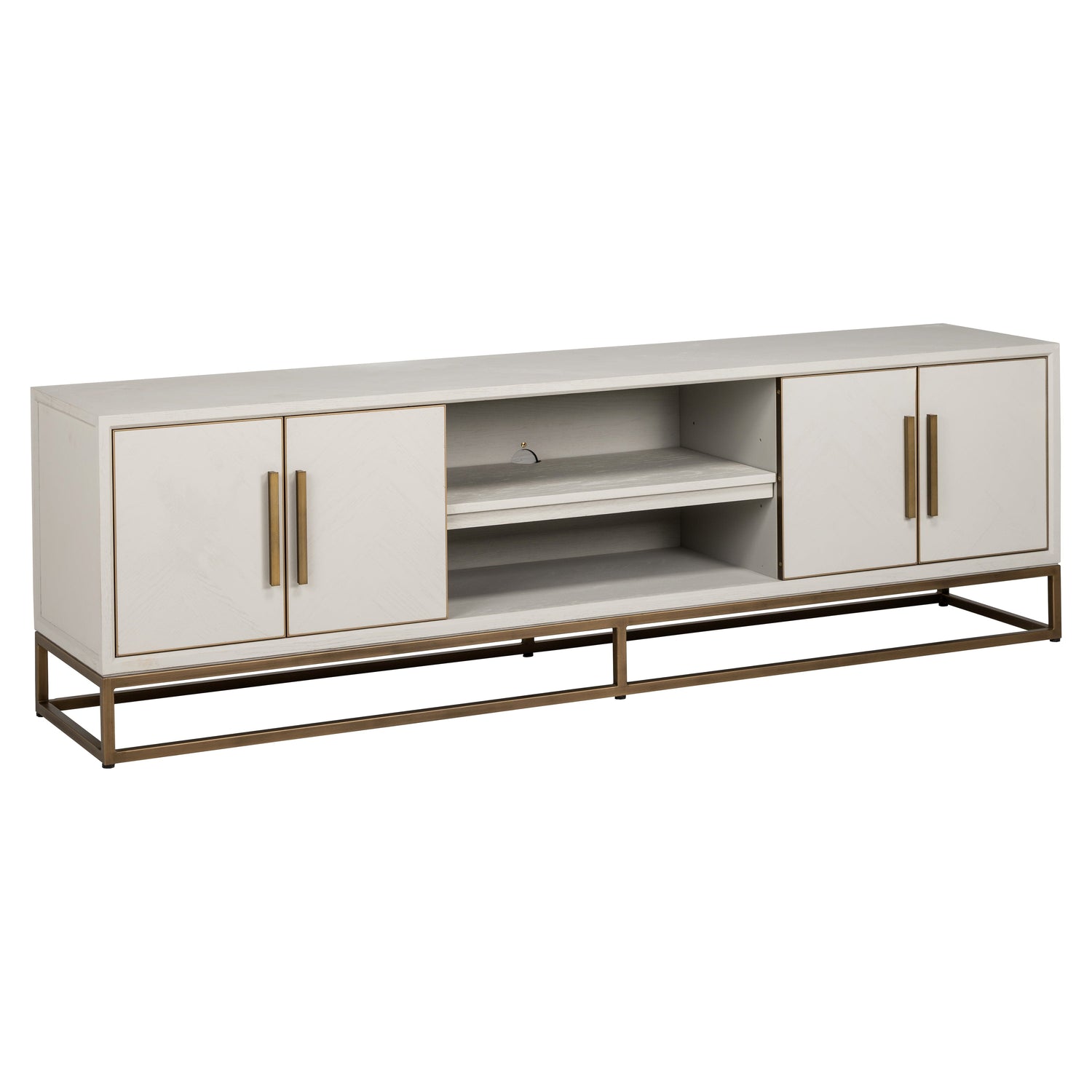 Richmond Interiors Fernsehkommode Whitebone brass 4-Türen 200 (Verona Grey) Fernsehkommode Richmond Interiors