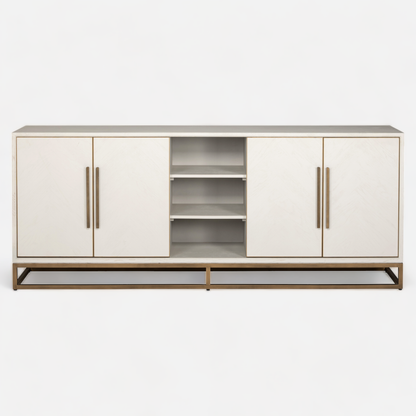 Richmond Interiors - Anrichte Whitebone brass 4-Türen Sideboard Richmond Interiors