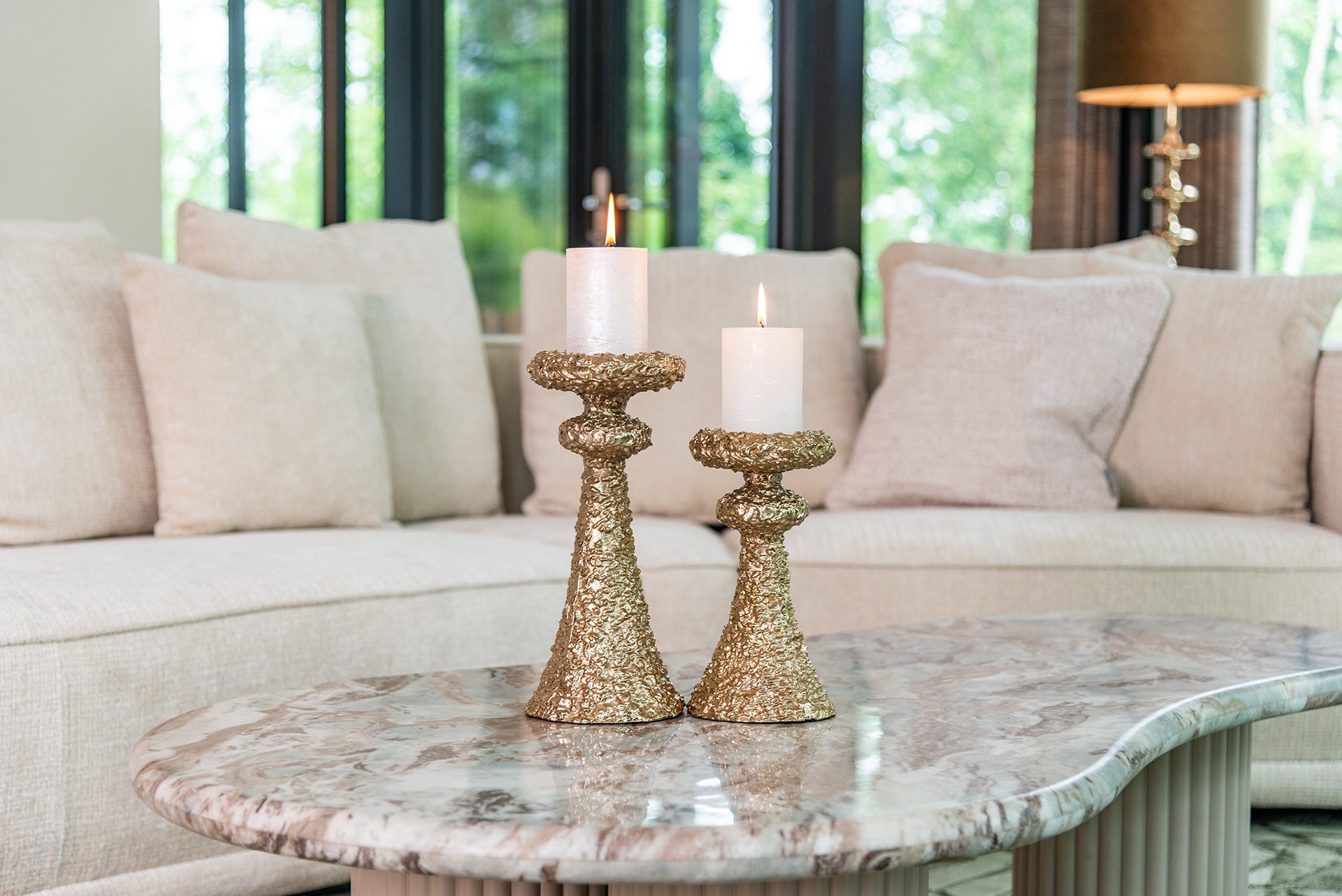 Richmond Interiors - Sofa Lusso 4-Sitzer beige Chenille 4-Sitzer Sofa Richmond Interiors