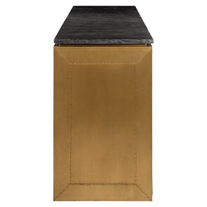 Richmond Interiors Sideboard Finsbury – 4-türig in Black/Gold Sideboard Richmond Interiors