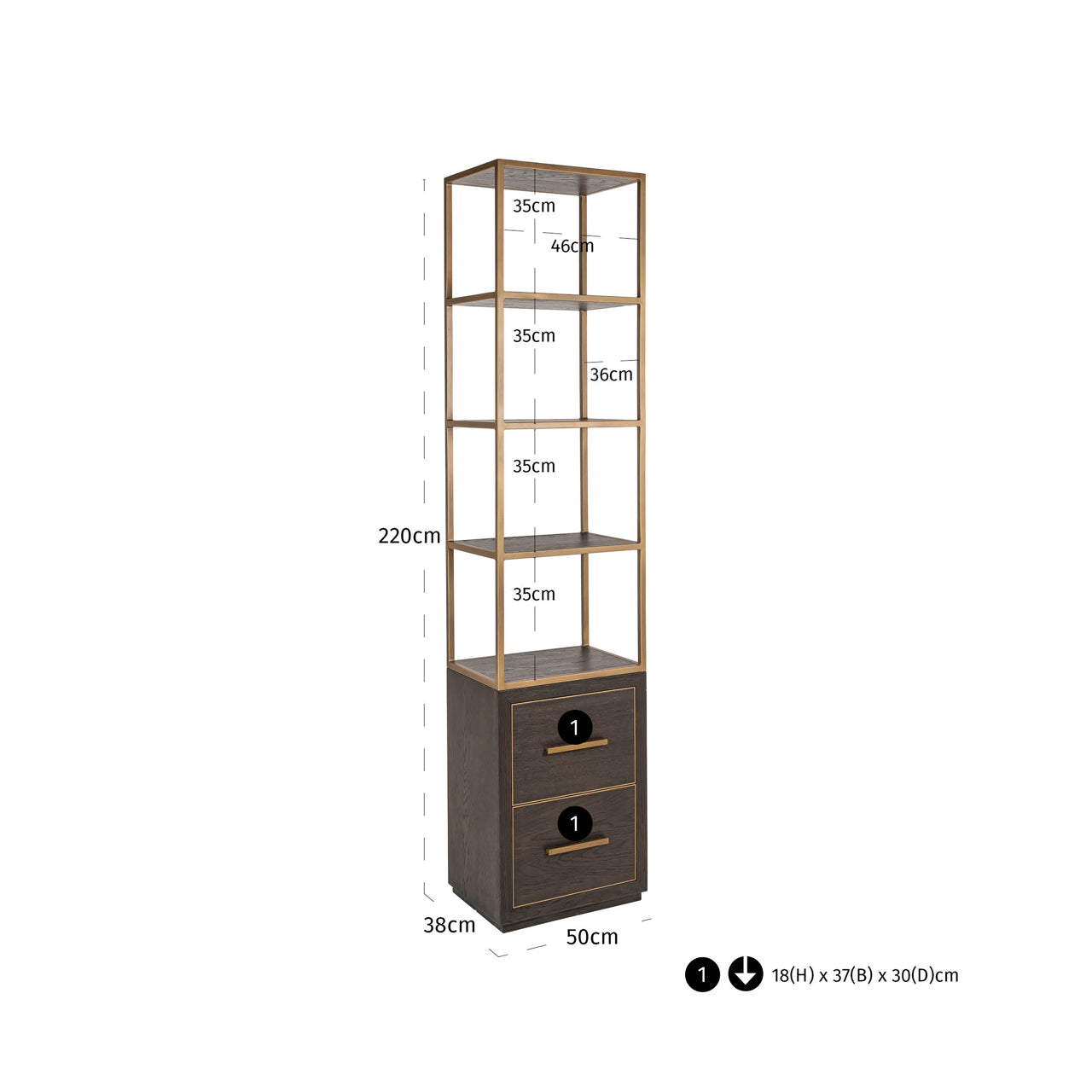 Richmond Interiors Vitrine Carter brown small 2-drawers Vitrine Richmond Interiors