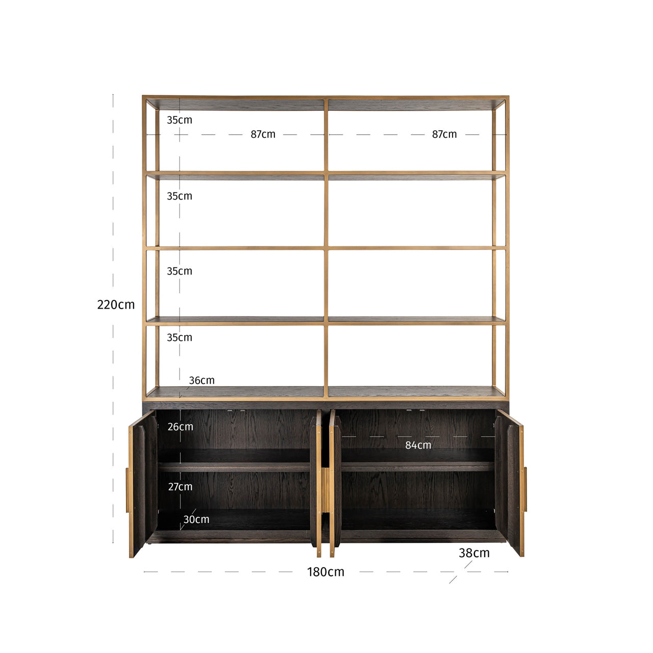 Richmond Interiors Vitrine Carter brown large 4-doors Vitrine Richmond Interiors