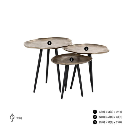 Richmond Interiors Couchtisch Volenta champagne gold (Set of 3) Couchtisch Richmond Interiors