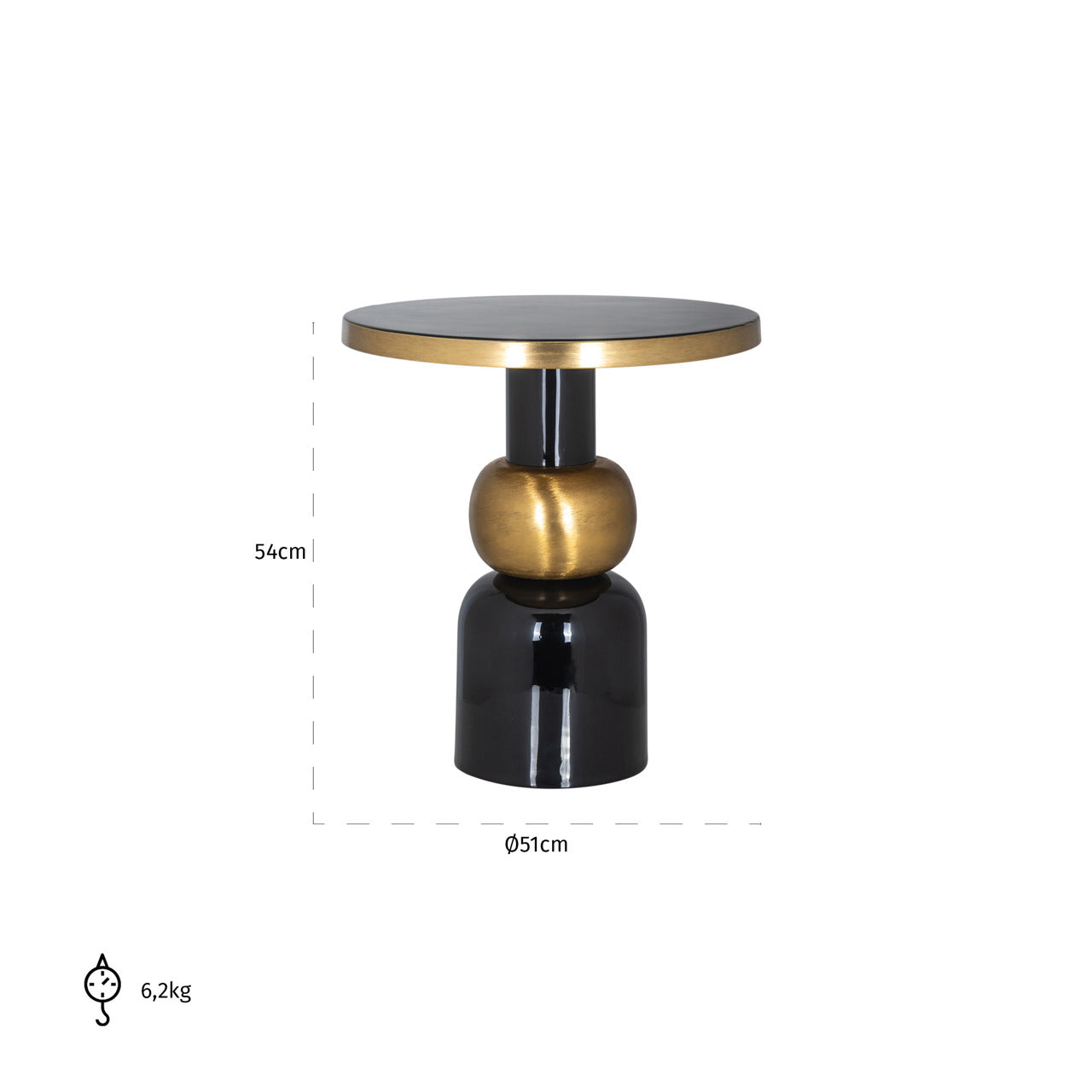 Richmond Interiors Beistelltisch Mose black 51Ø Beistelltisch Richmond Interiors