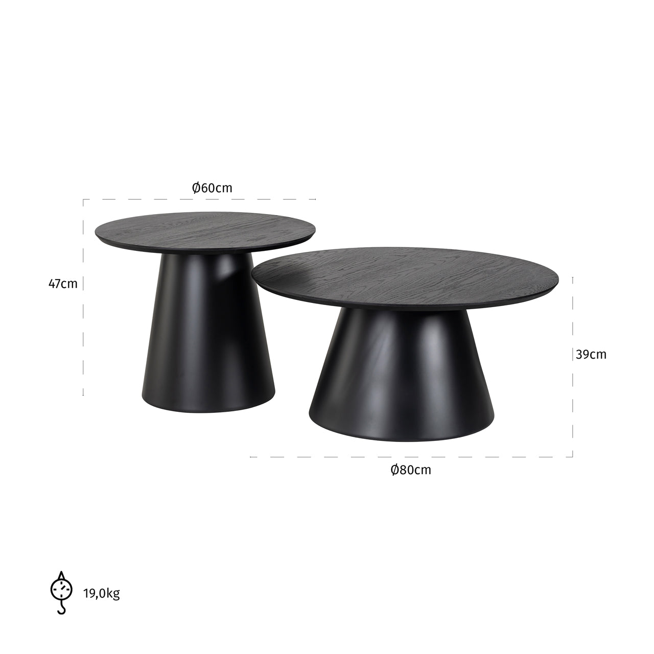 Richmond Interiors Couchtisch Jazz black (Set of 2) Couchtisch Richmond Interiors