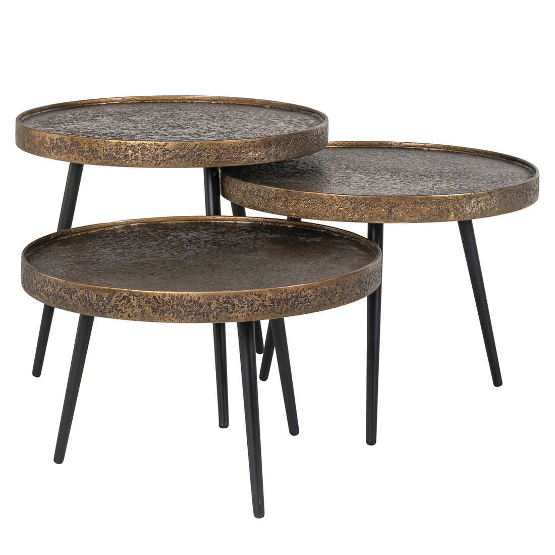 Richmond Interiors Couchtisch Luton black/gold (Set of 3) Couchtisch Richmond Interiors