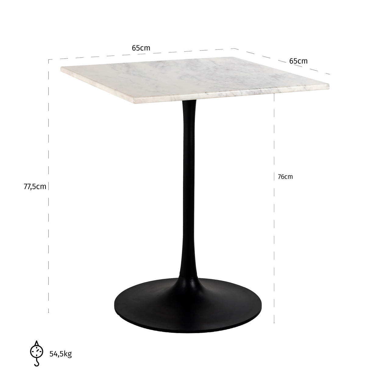 Richmond Interiors Bistro-Tisch Carlten black/white 65x65 Bistro-Tisch Richmond Interiors