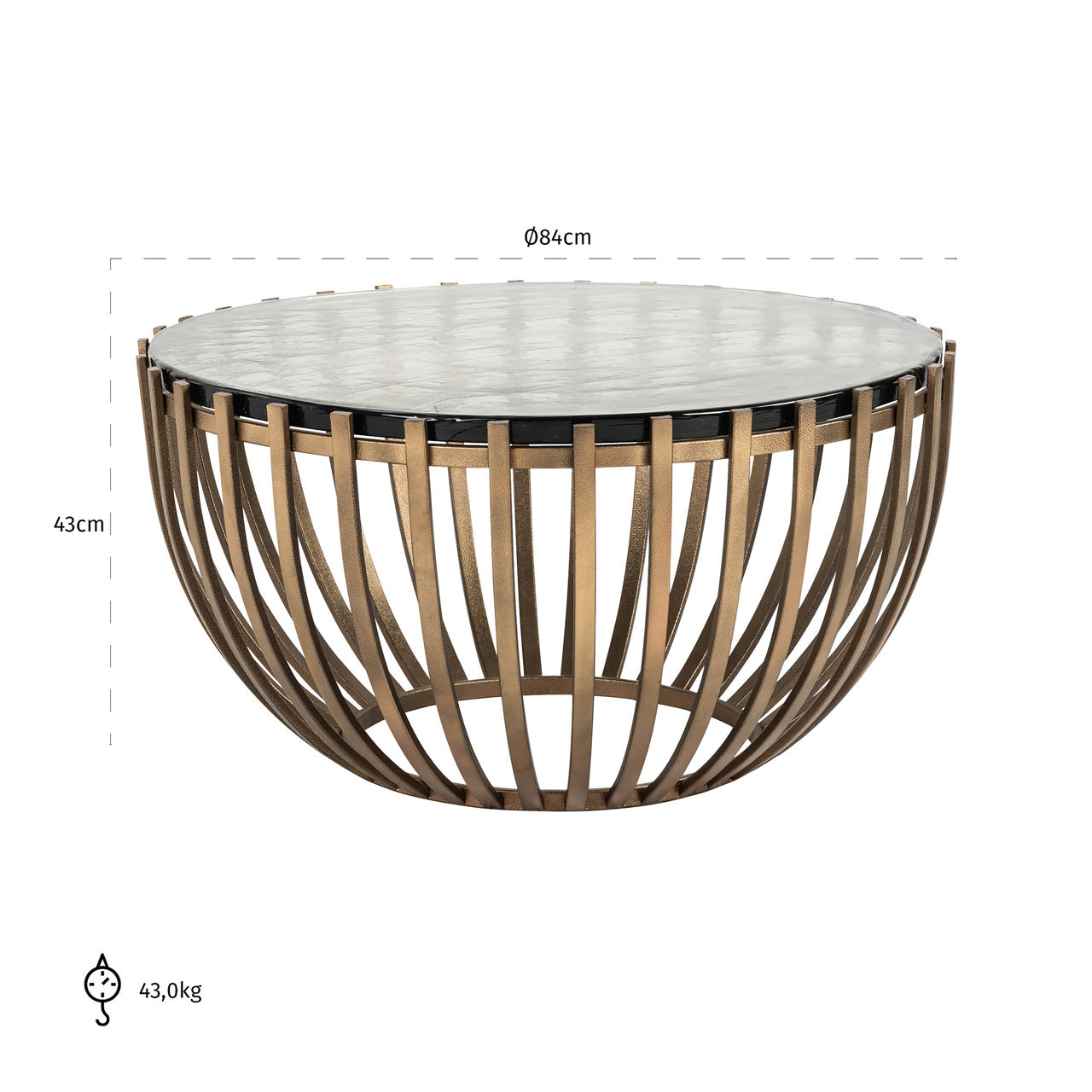 Richmond Interiors Couchtisch Volante gold 84Ø Couchtisch Richmond Interiors