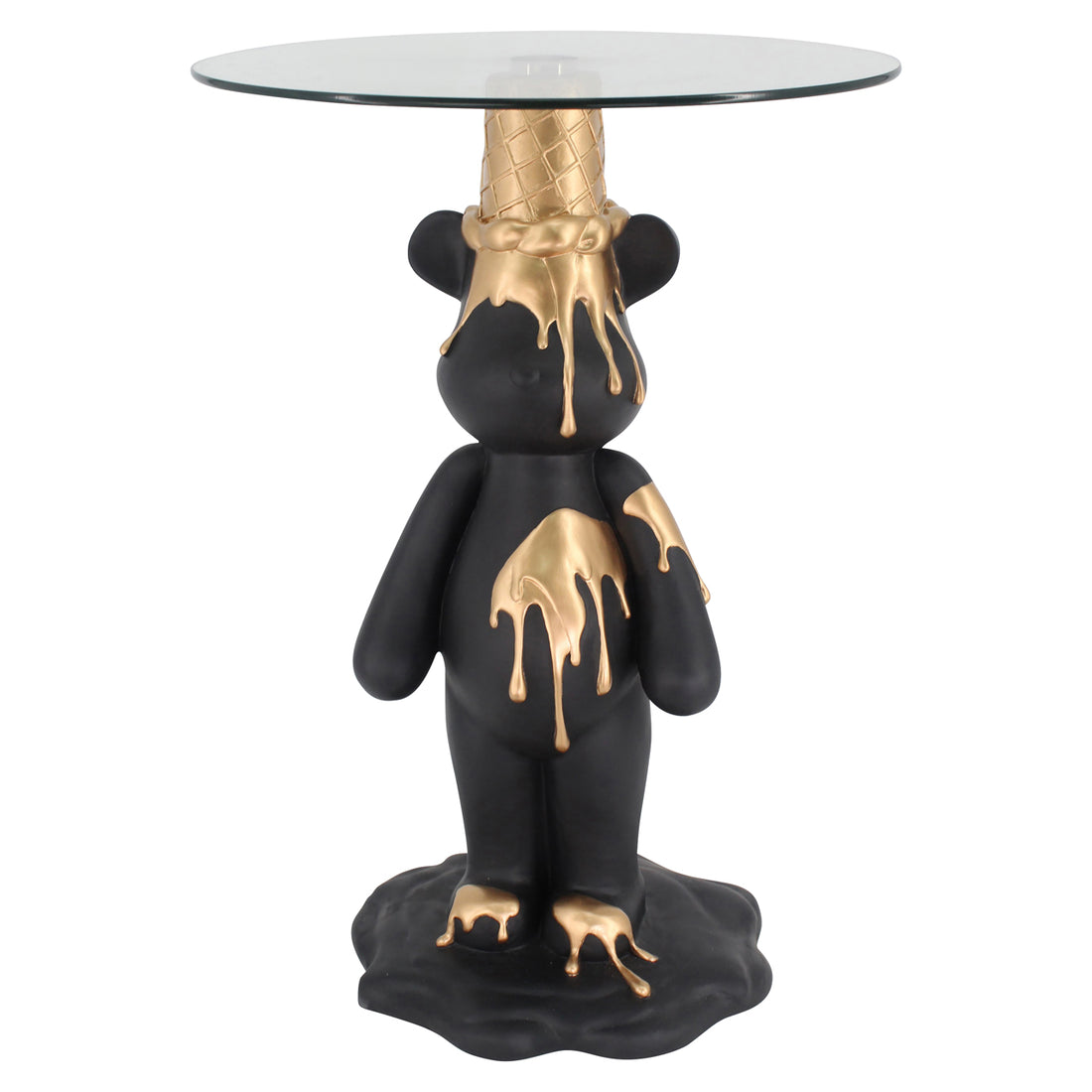Richmond Interiors Beistelltisch Ice bear black/gold Richmond Interiors