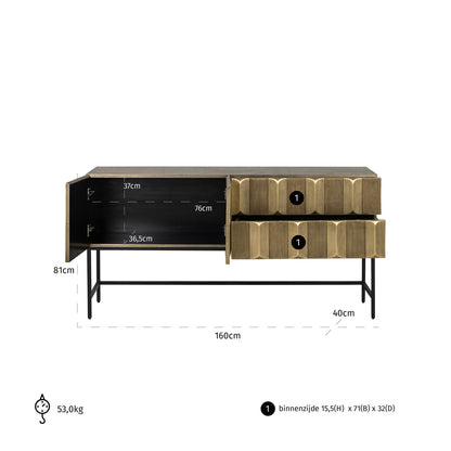 Richmond Interiors Sideboard Jaxx black/gold