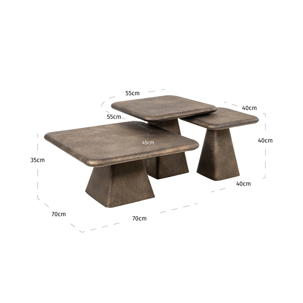 Richmond Interiors Couchtisch Marlie gold (Set of 3) Richmond Interiors