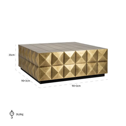 Richmond Interiors Couchtisch Collada inkl. Glasplatte (Brushed Gold) Couchtisch eckig Richmond Interiors