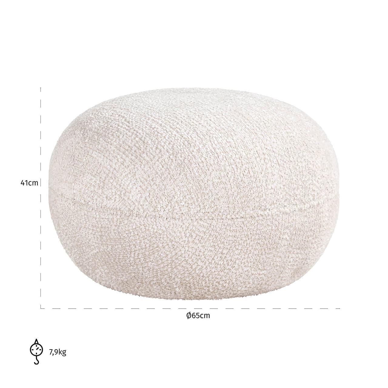 Richmond Interiors - Pouf Jace lovely cream Pouf rund Richmond Interiors