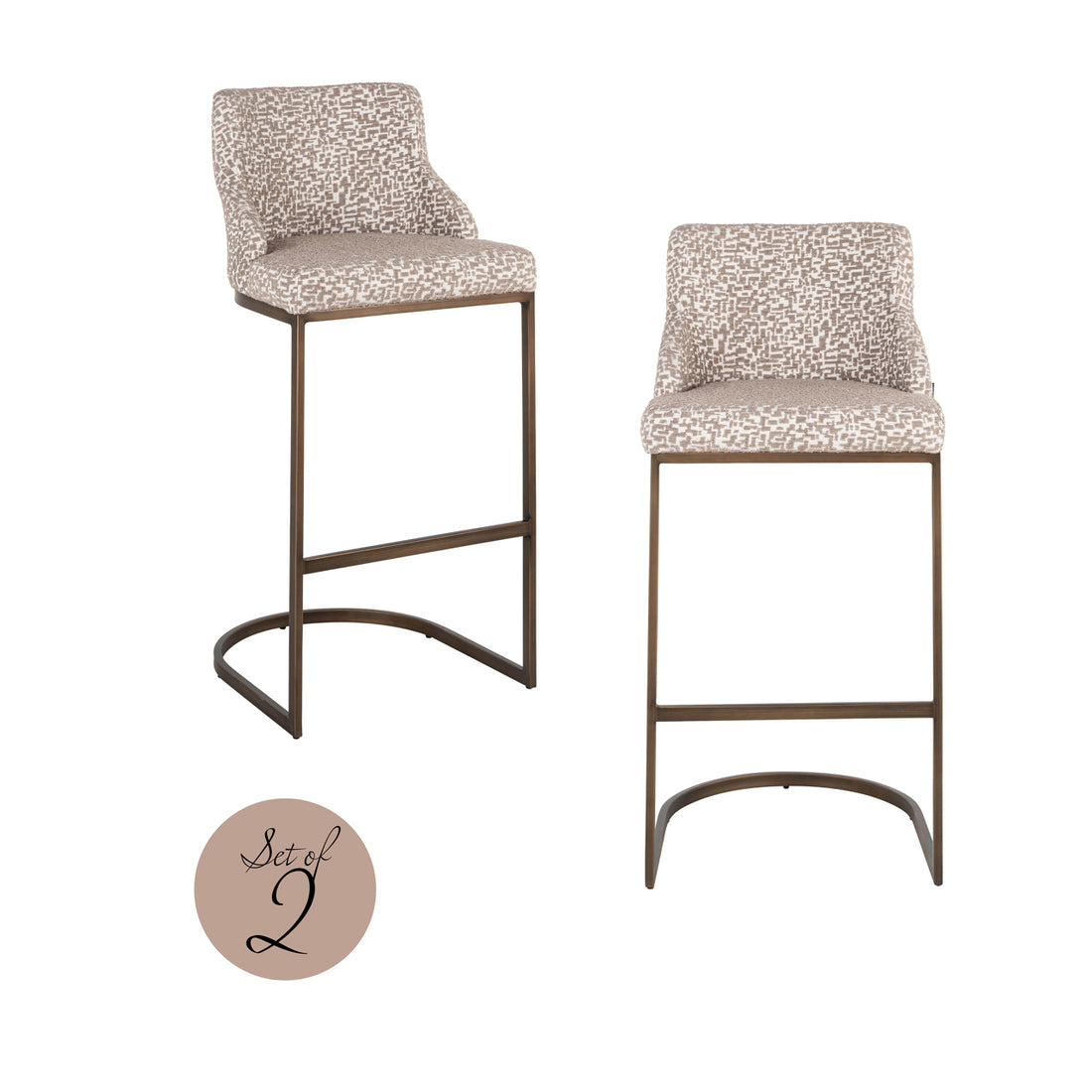 Richmond Interiors – 2er-Set Barhocker Bolton Natural Geo 2er-Set Barstühle Richmond Interiors