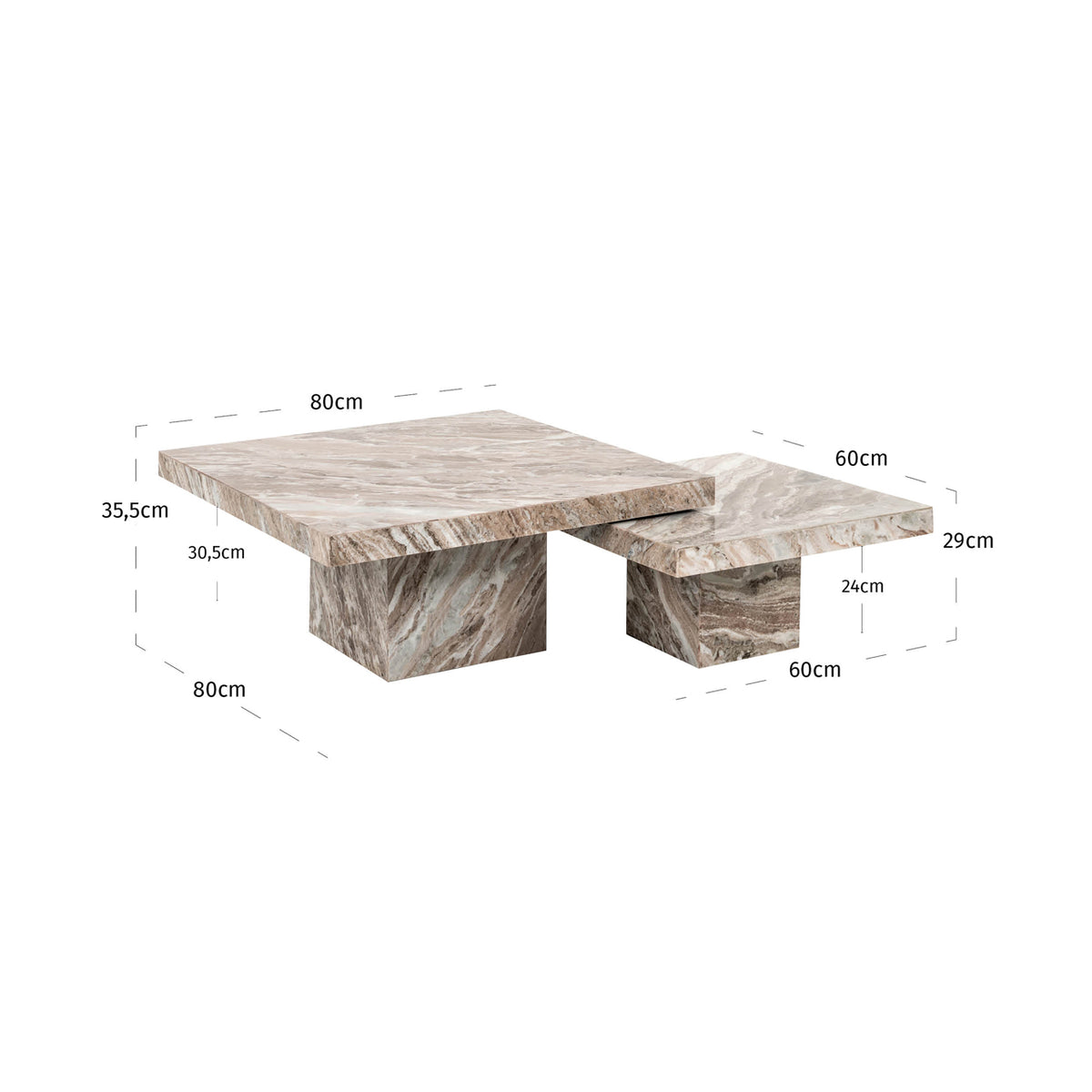 Richmond Interiors Couchtisch Rashford Blush beige (Set of 2) Richmond Interiors