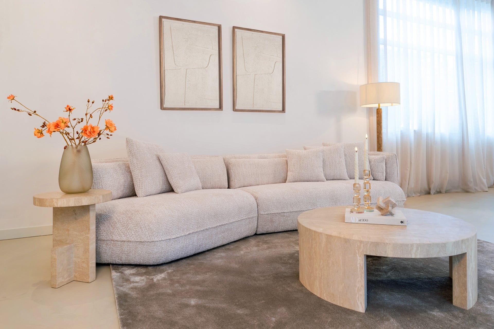 Alexander Jones Couchtisch rund Biltmore Italienisch beige Travertin Couchtisch rund Alexander Jones