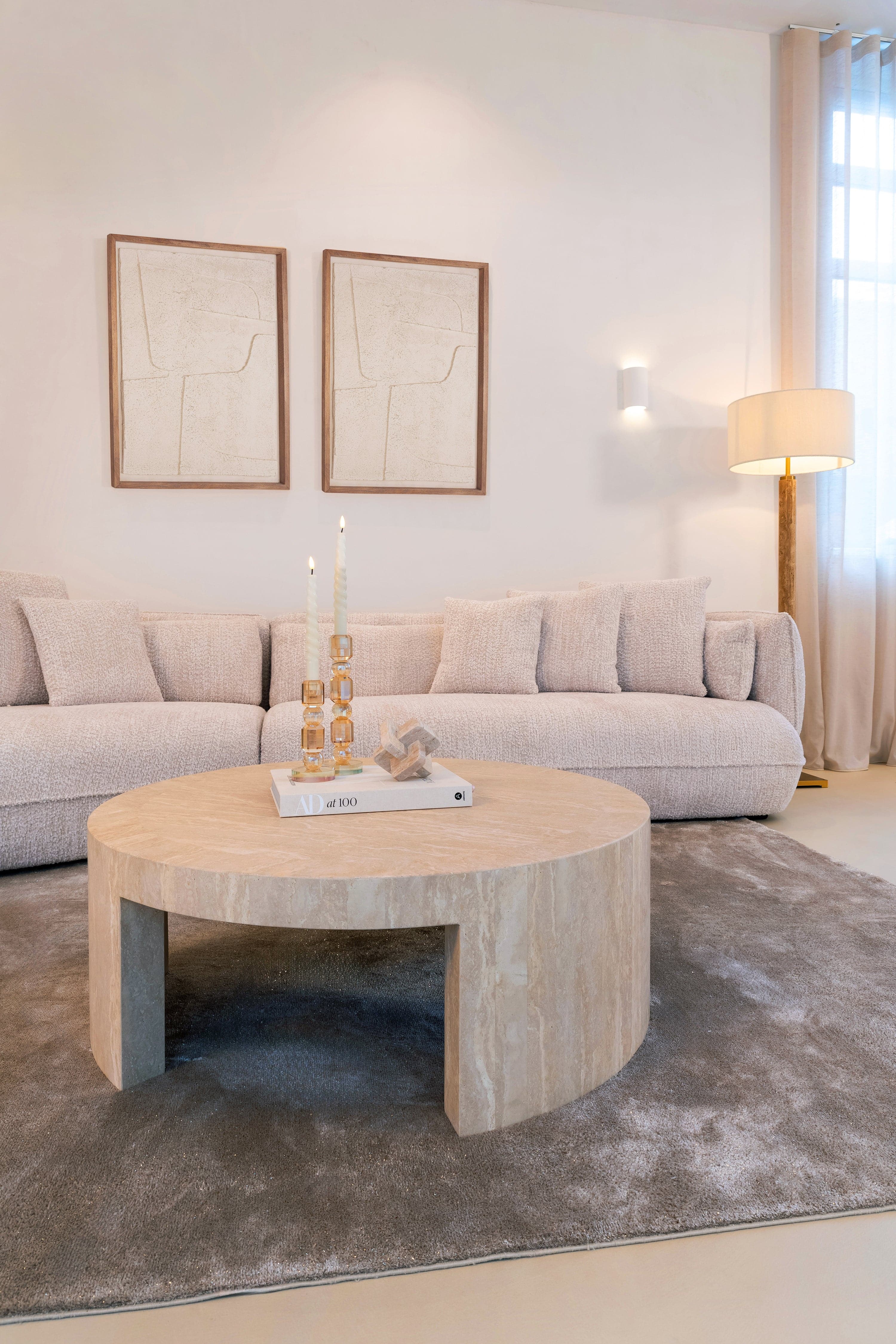 Alexander Jones Couchtisch rund Biltmore Italienisch beige Travertin Couchtisch rund Alexander Jones