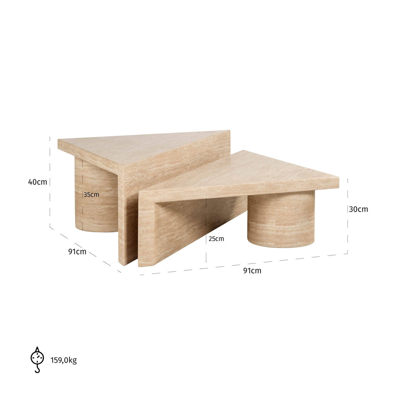 Richmond Interiors Couchtisch Fictus beige (Set of 2) Couchtisch Richmond Interiors