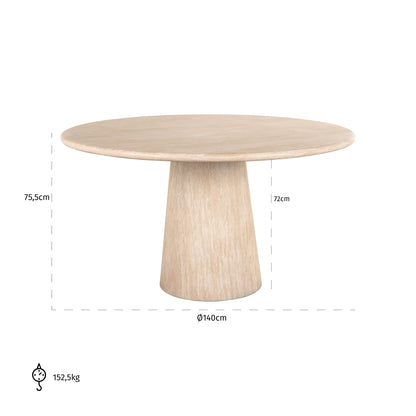 Richmond Interiors Esstisch Fictus beige 140Ø Esstisch Richmond Interiors