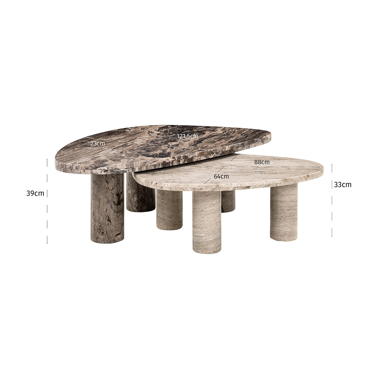 Richmond Interiors Couchtisch Nazario 2er-Set (Brown) Couchtisch-Set Richmond Interiors