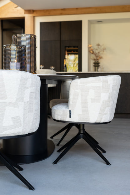 Richmond Interiors Esszimmerstuhl Cheyenne beige graffic swivel Esszimmerstuhl Richmond Interiors