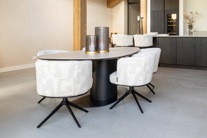 Richmond Interiors Esszimmerstuhl Cheyenne beige graffic swivel Esszimmerstuhl Richmond Interiors