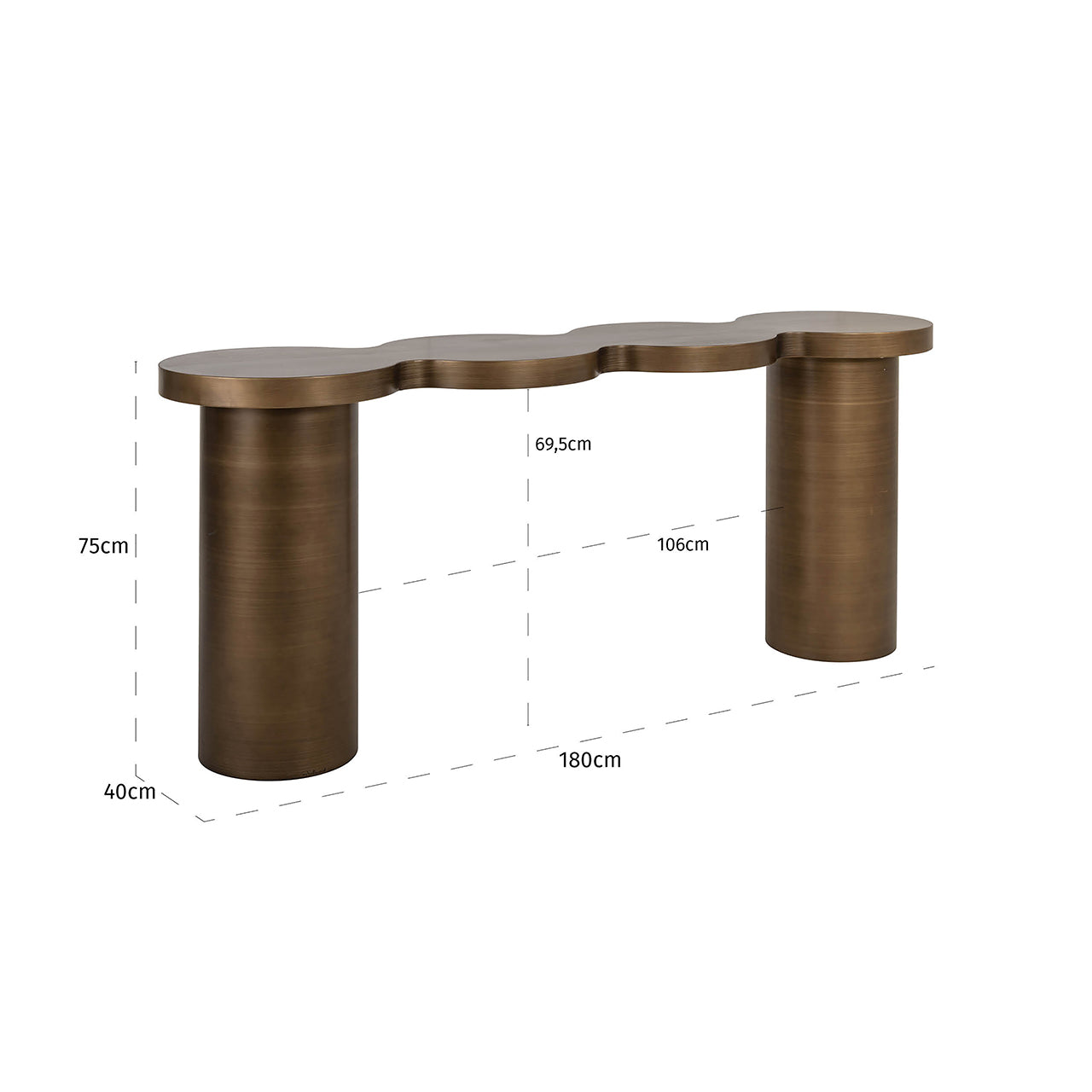 Richmond Interiors Wandkonsole Bubba (Brushed Gold) Konsolentisch Richmond Interiors