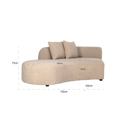 Richmond Interiors - Couch Grayson Ottoman linkes Modul - sand furry 3-Sitzer Sofa Richmond Interiors