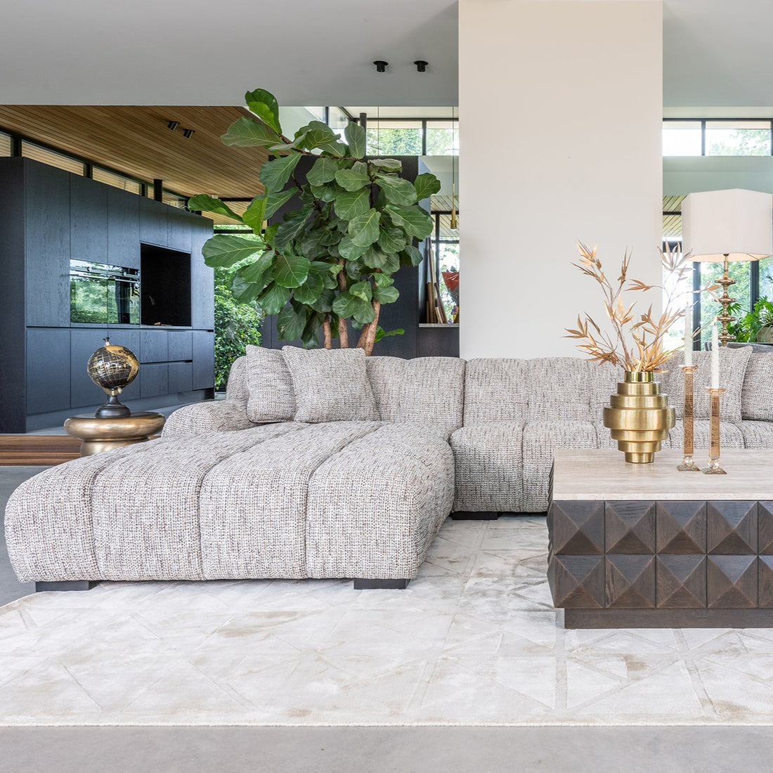 Richmond Interiors Sofa Hazel 3-Sitzer + Lounge links trendy nature (Be Trendy 01 Nature) 3-Sitzer Sofa Richmond Interiors
