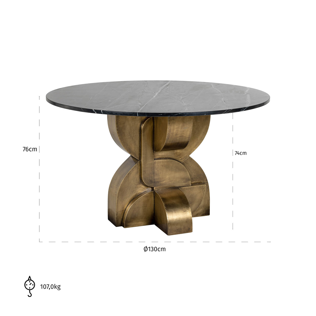 Richmond Interiors Esstisch Maddox black/gold 130Ø Esstisch Richmond Interiors