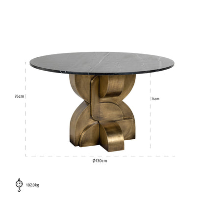 Richmond Interiors Esstisch Maddox black/gold 130Ø Esstisch Richmond Interiors