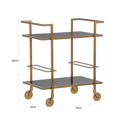 Richmond Interiors Servierwagen Xo brushed gold