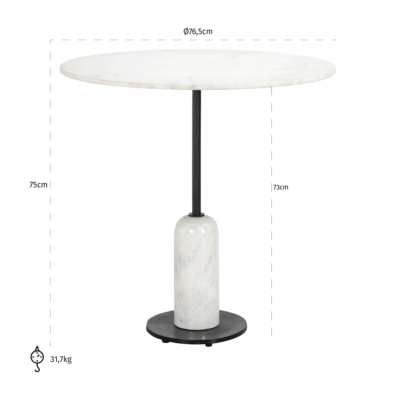 Richmond Interiors Esstisch Jagger black/white 76,5Ø Esstisch Richmond Interiors