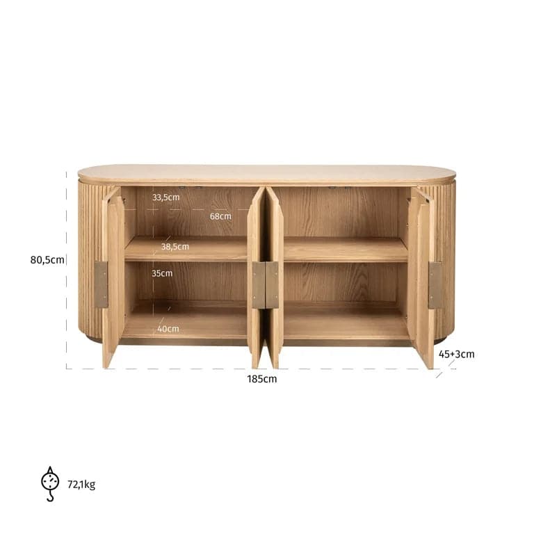 Richmond Interiors Dressoir Belfort 4-türig (Natural oak) Sideboard Richmond Interiors