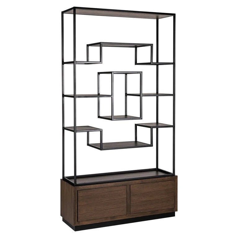 Richmond Interiors Wandschrank Bonvoy braun 2 Schubladen Offenes Regal Richmond Interiors