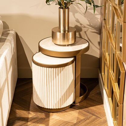 Richmond Interiors Beistelltisch Tivoli Set von 2 (White) Beistelltisch-Set Richmond Interiors