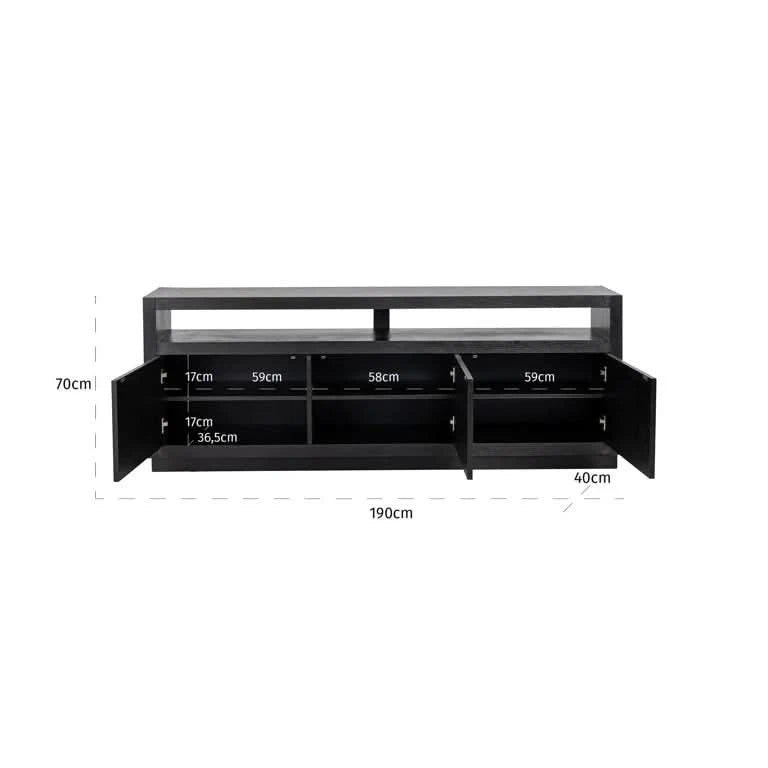 Richmond Interiors TV cabinet Bonvoy black 3-doors (Black) Fernsehkommode Richmond Interiors