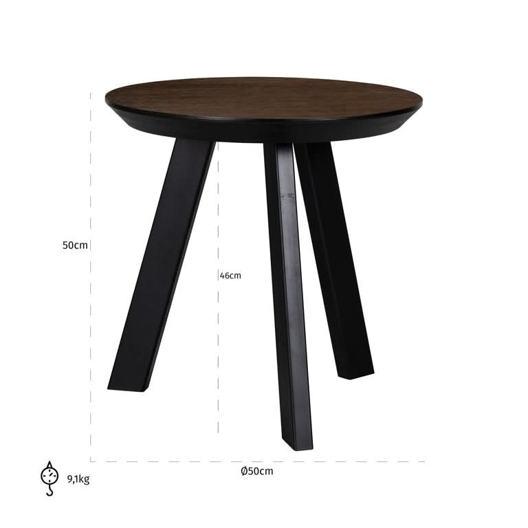 Richmond Interiors End table Bonvoy brown Ø50 (Brown) 8818 BROWN Beistelltisch rund Richmond Interiors