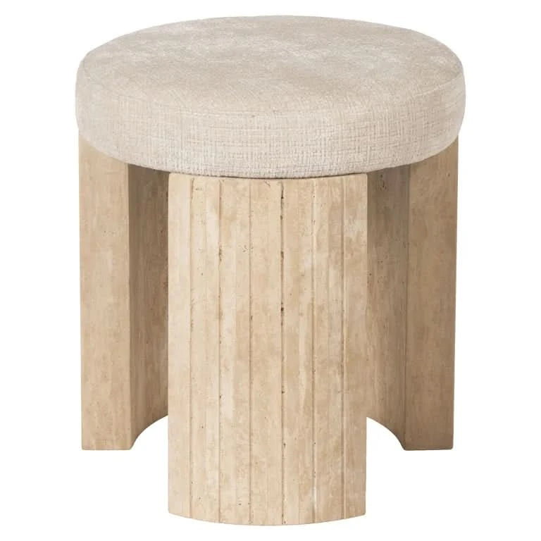 Richmond Interiors Hocker Gallice naturbeige Travertin (Beige) Pouf rund Richmond Interiors