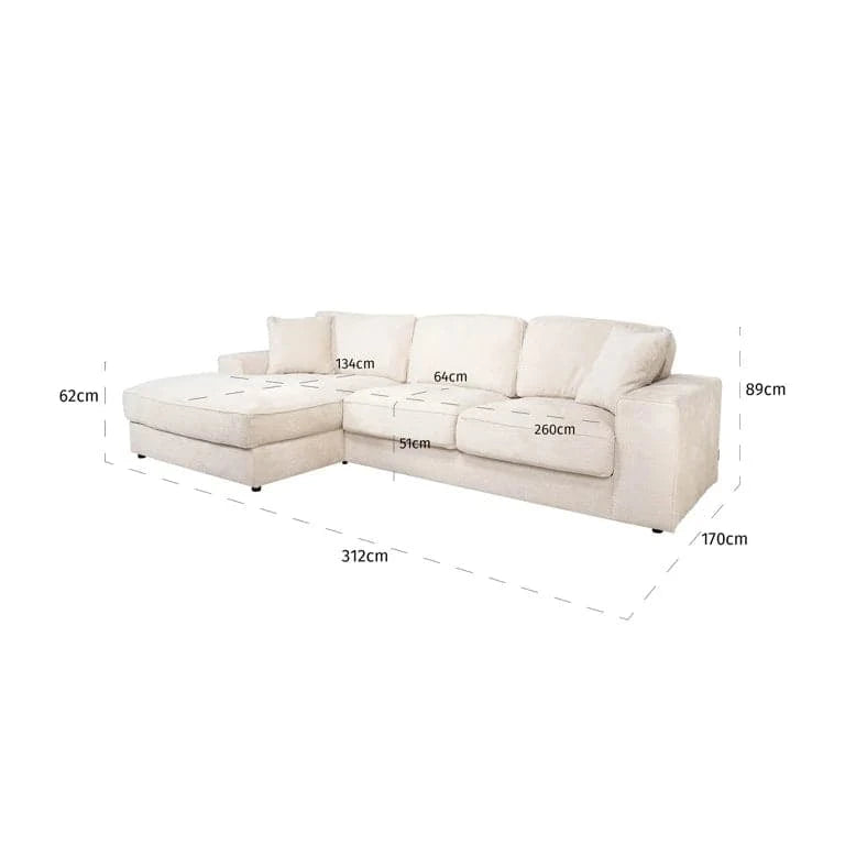 Richmond Interiors Sofa Santos Lounge links + 2,5-Sitzer beige niagara 3-Sitzer Sofa Richmond Interiors