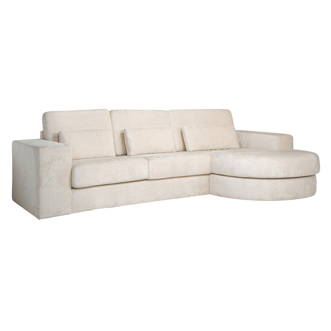 Richmond Interiors Sofa Felix white chenille 2,5-seater + lounge round right Sofa Richmond Interiors
