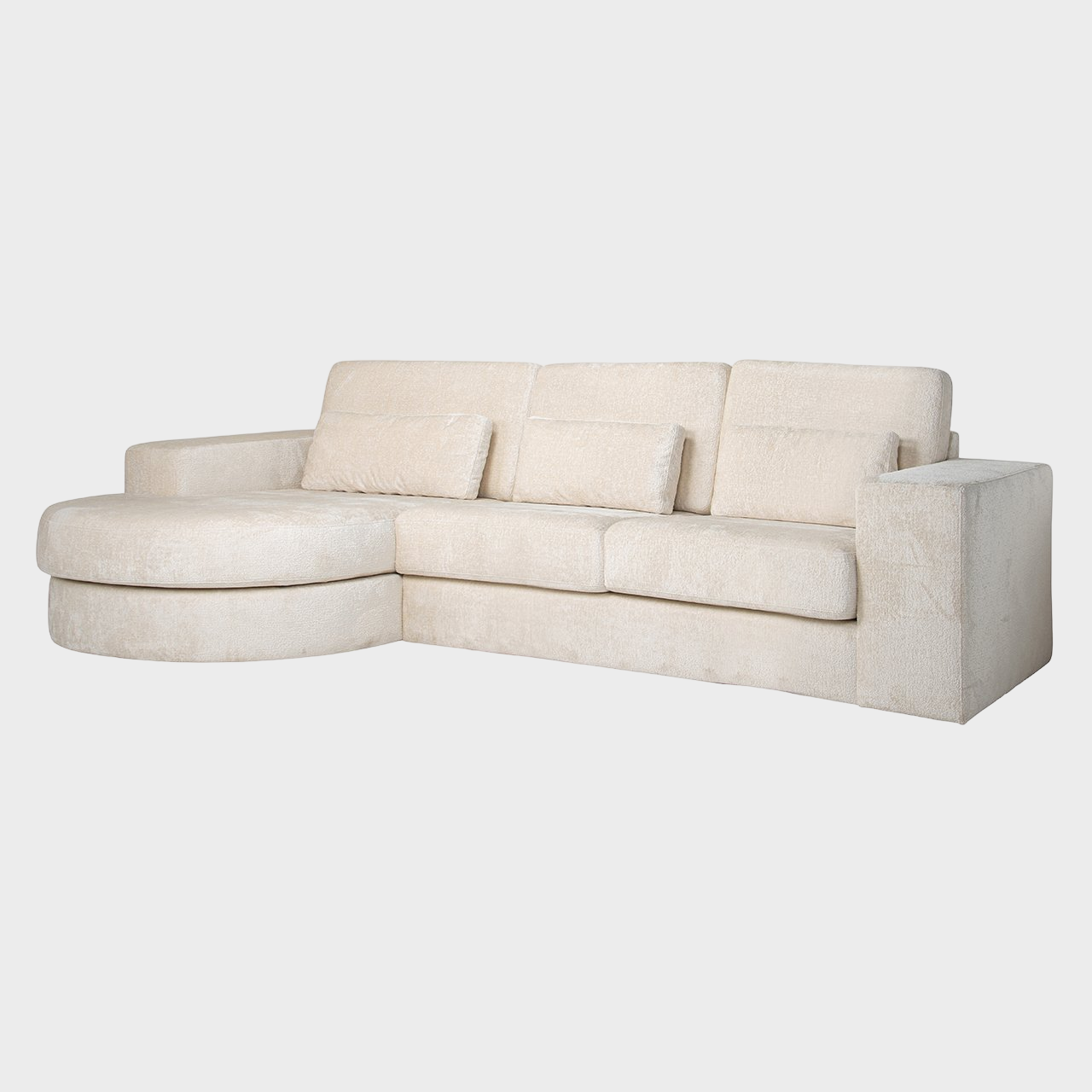 Richmond Interiors Sofa Felix Lounge links rund + 2,5 Sitzplätze weiß Chenille 3-Sitzer Sofa Richmond Interiors