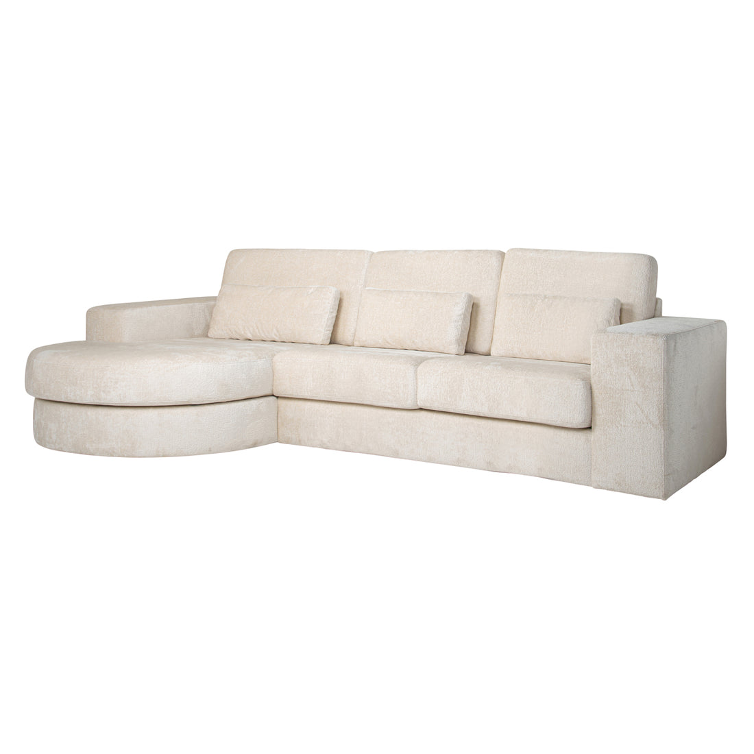 Richmond Interiors Sofa Felix white chenille 2,5-seater + lounge round left Sofa Richmond Interiors