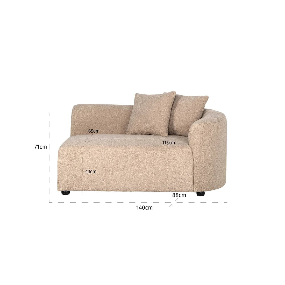 Richmond Interiors - Couch Grayson Armlehne rechtes Modul - sand furry 3-Sitzer Sofa Richmond Interiors