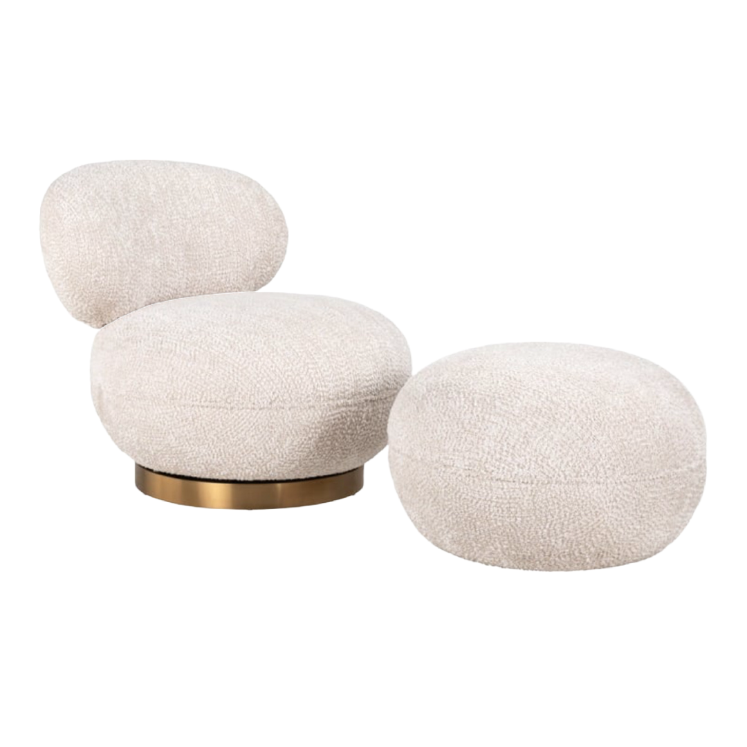 Richmond Interiors - Pouf Jace lovely cream Pouf rund Richmond Interiors