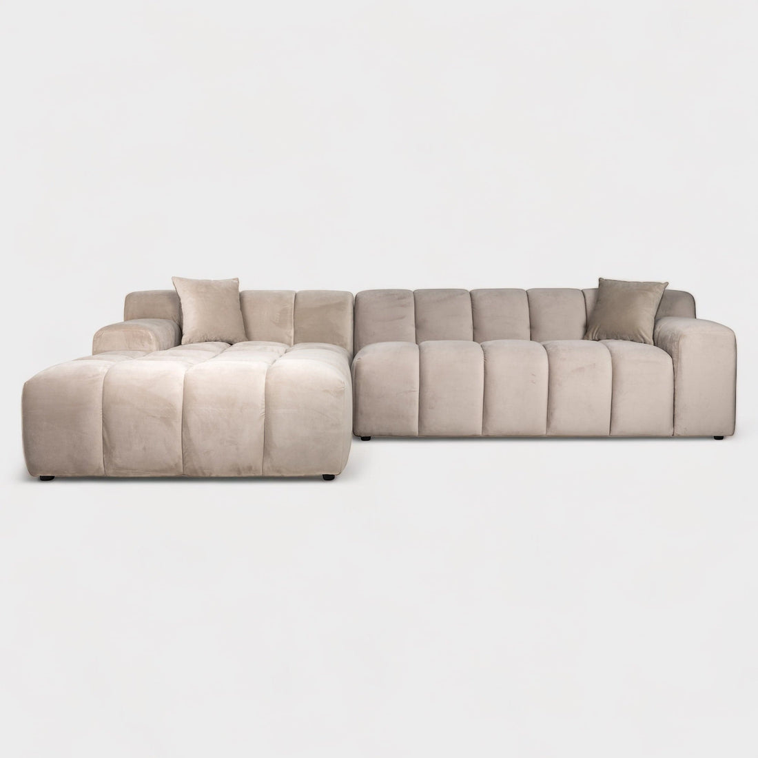 Richmond Interiors Couch Cube 3 Sitzer + Lounge Links (Quartz Khaki 903) 4-Sitzer Sofa Richmond Interiors