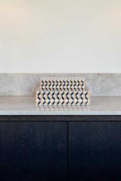 Richmond Interiors Aufbewahrungsbox Frences black/gold (Set of 2) Aufbewahrungsbox Richmond Interiors