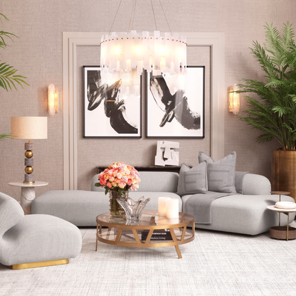 Eichholtz Sofa Taraval – Rêve Grey | Schwarze Holzbase | Organische Form 4-Sitzer Sofa Eichholtz